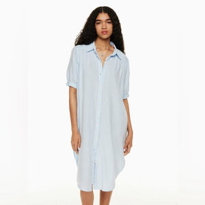 Aritzia Wilfred Free Awaken Linen Dress Classic Light Blue Large